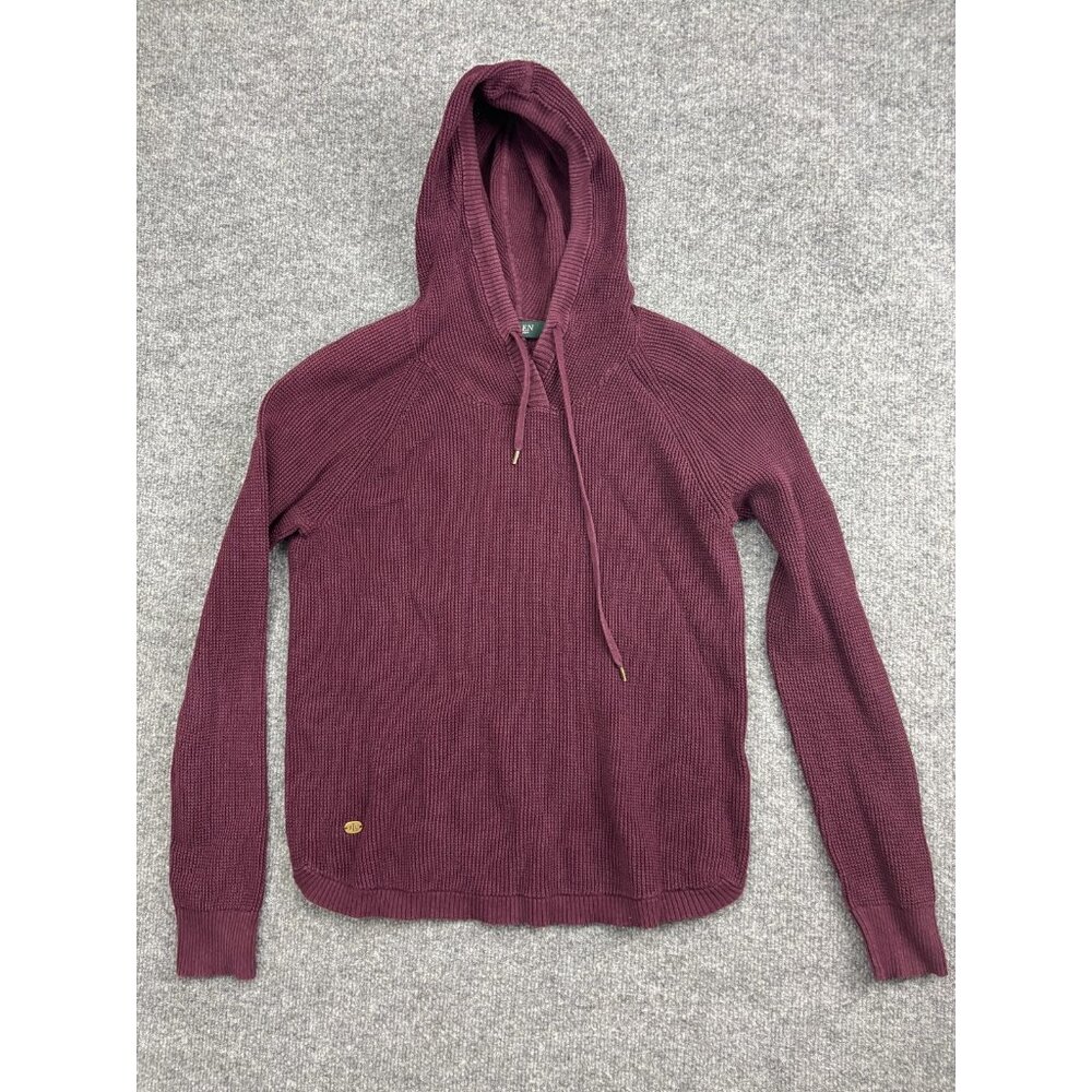 Lauren Ralph Lauren Sweater Womens Large Purple Hooded Waffle Knit Pullover